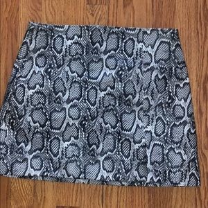 Animal Print Olivaceous Faux Leather Skirt